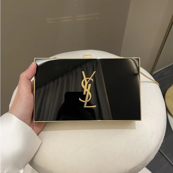 RARE Saint Laurent YSL Tuxedo Box Clutch Minaudière East West - Picture 2 of 16